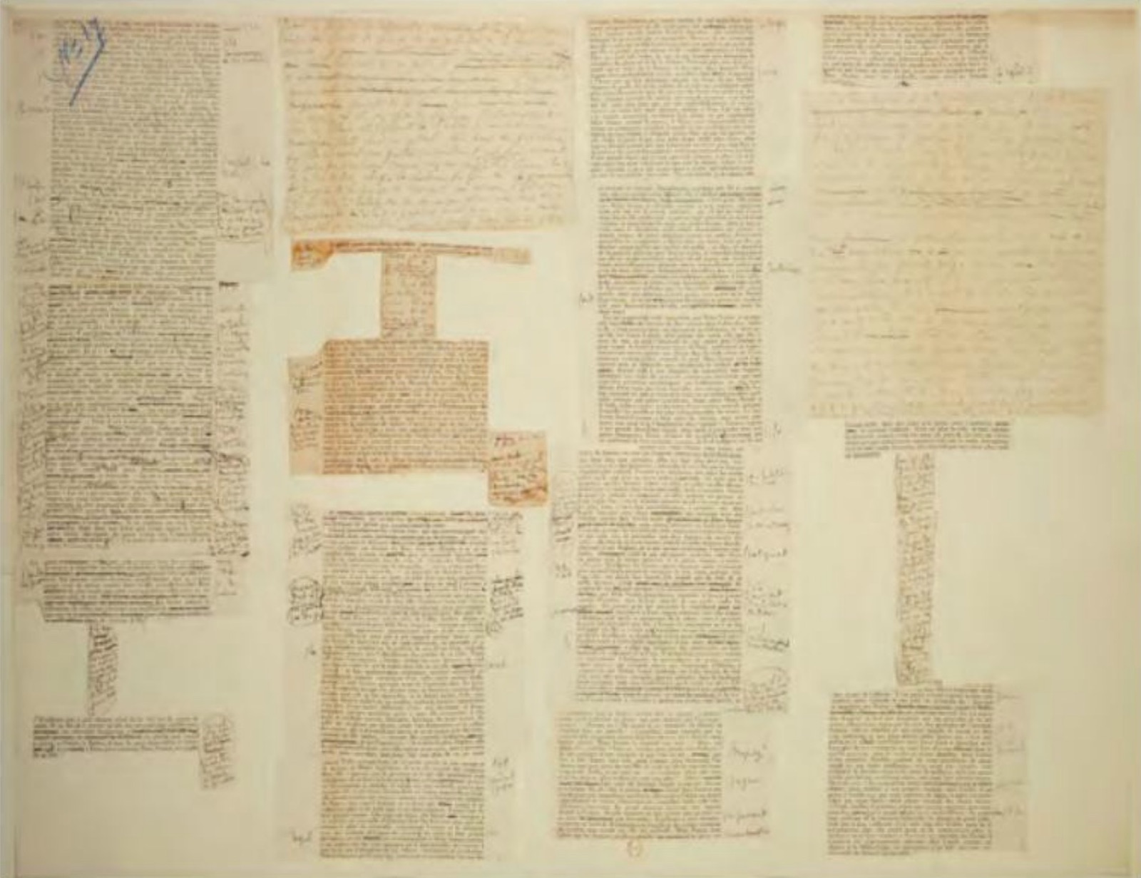 Fragments of corrected proofs and handwritten additions