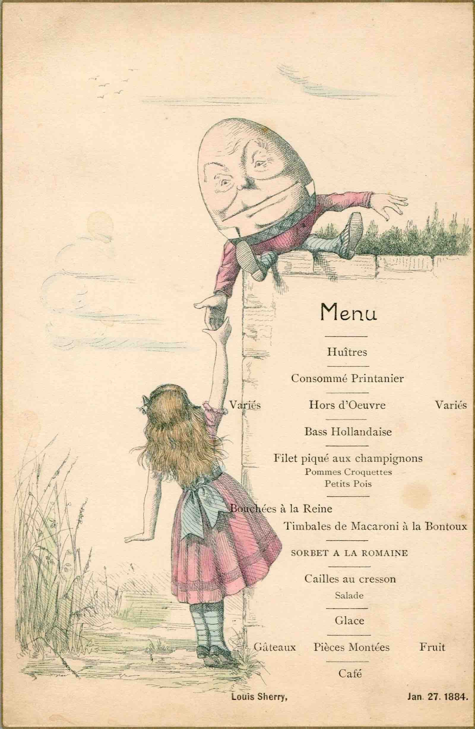 Louis Sherry, New York City, 1884, menu