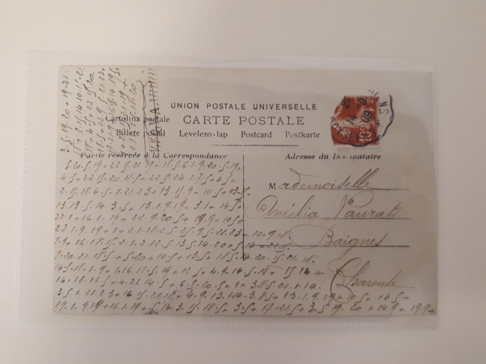 Numerical code postcard from the collection