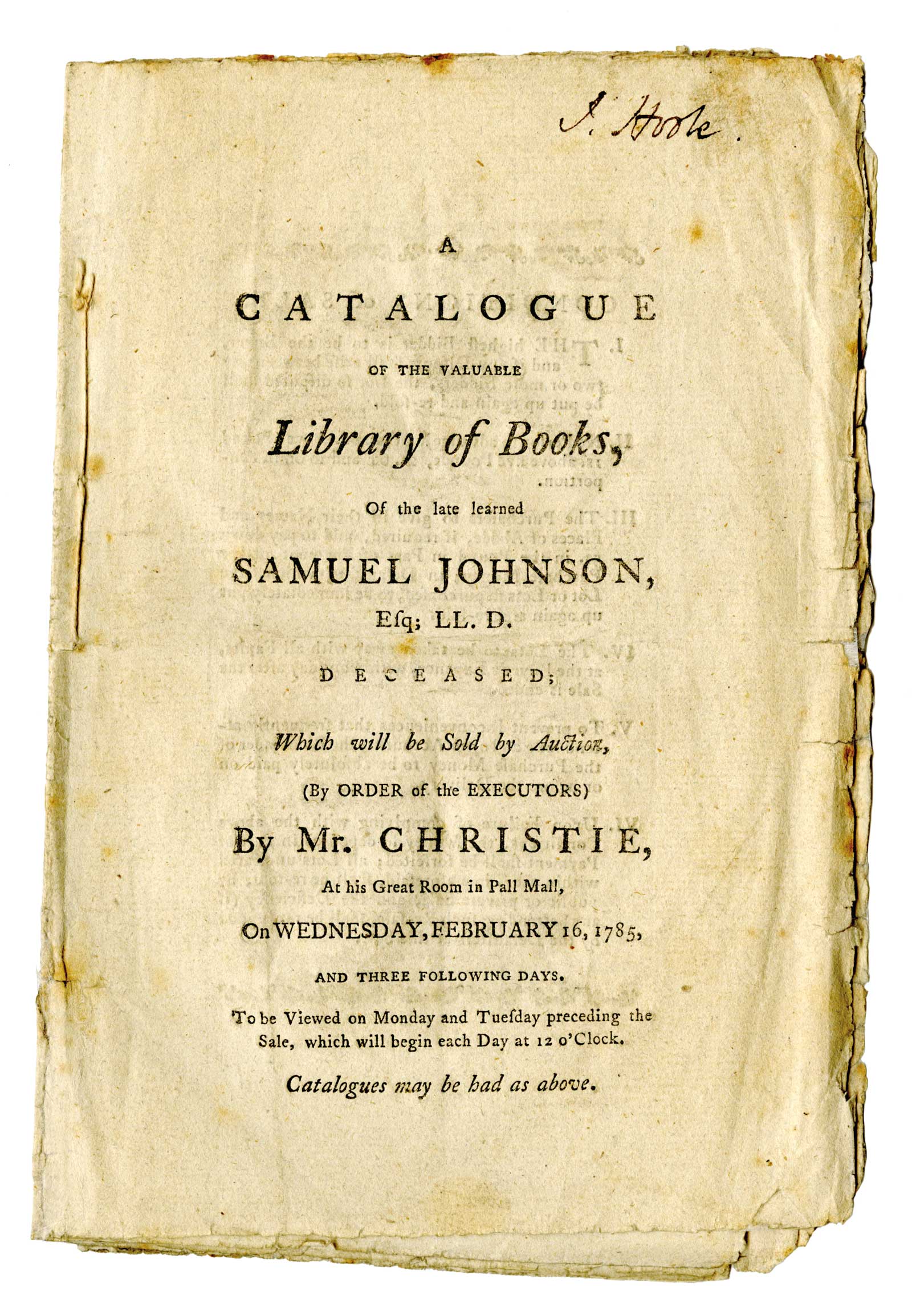 The catalogue issued by James Christie
