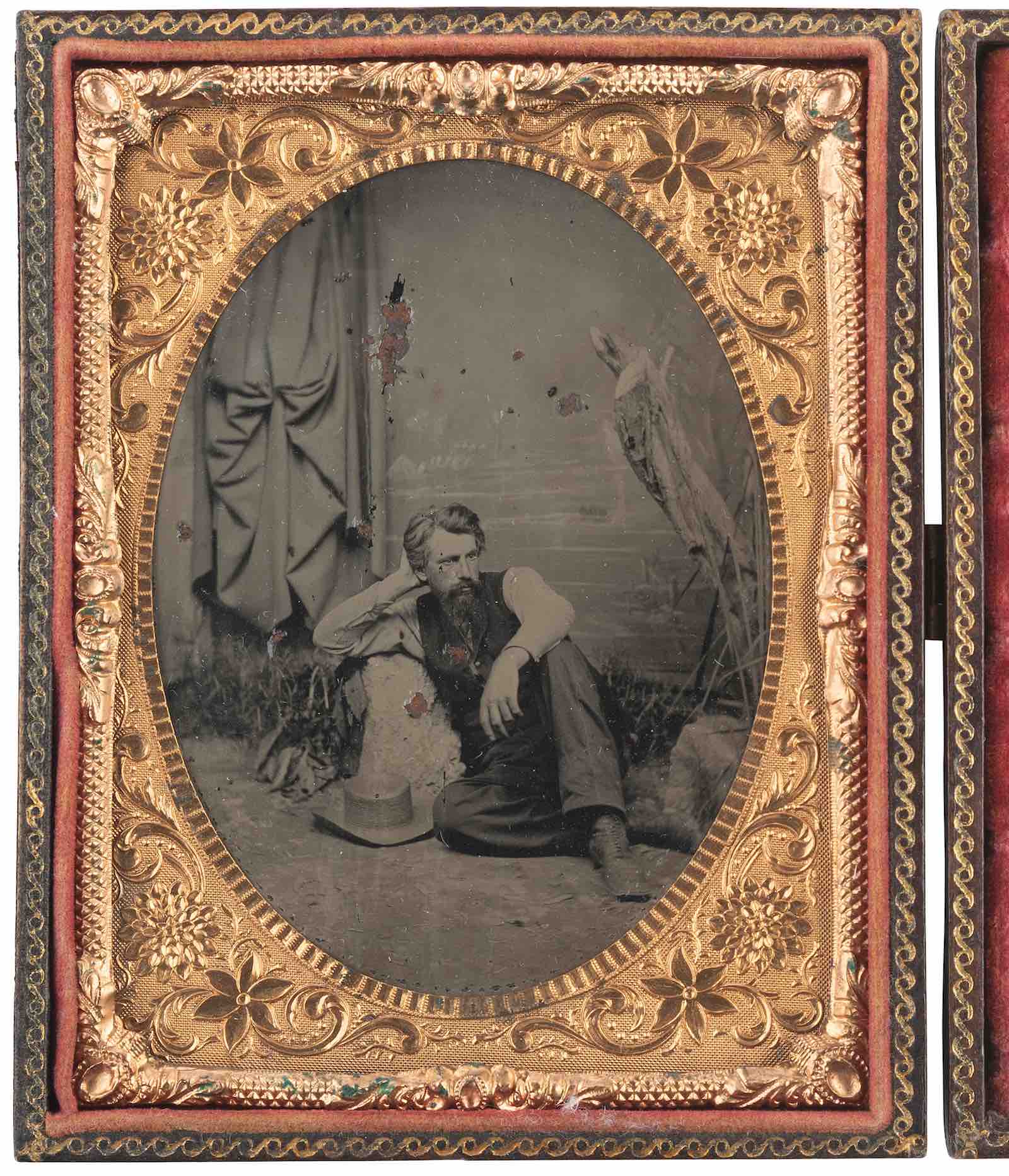 Lot 83: Quarter plate tintype of Andrew Joseph Russell (1830-1902), noted Civil War and Union Pacific Railroad photographer