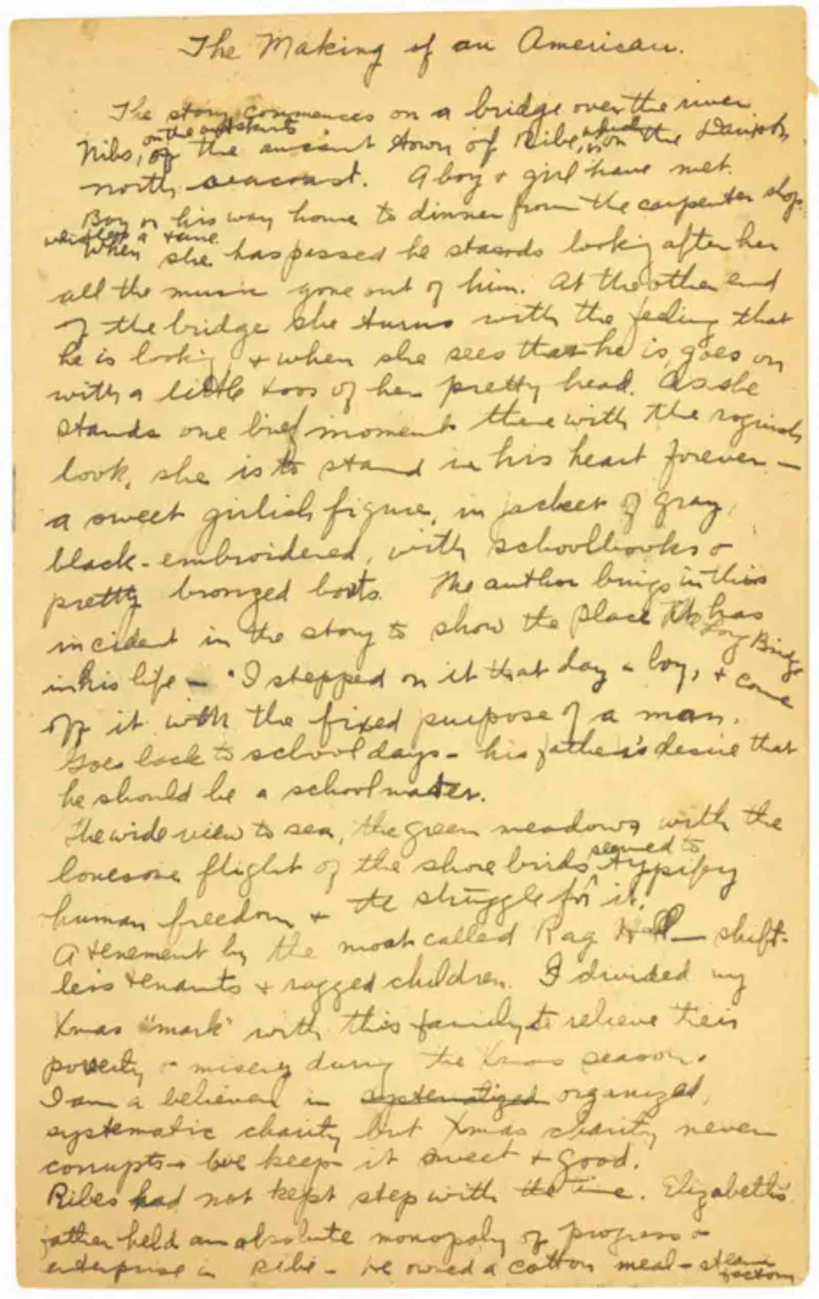 Draft Outline of Jacob Riis’ The Making of an American