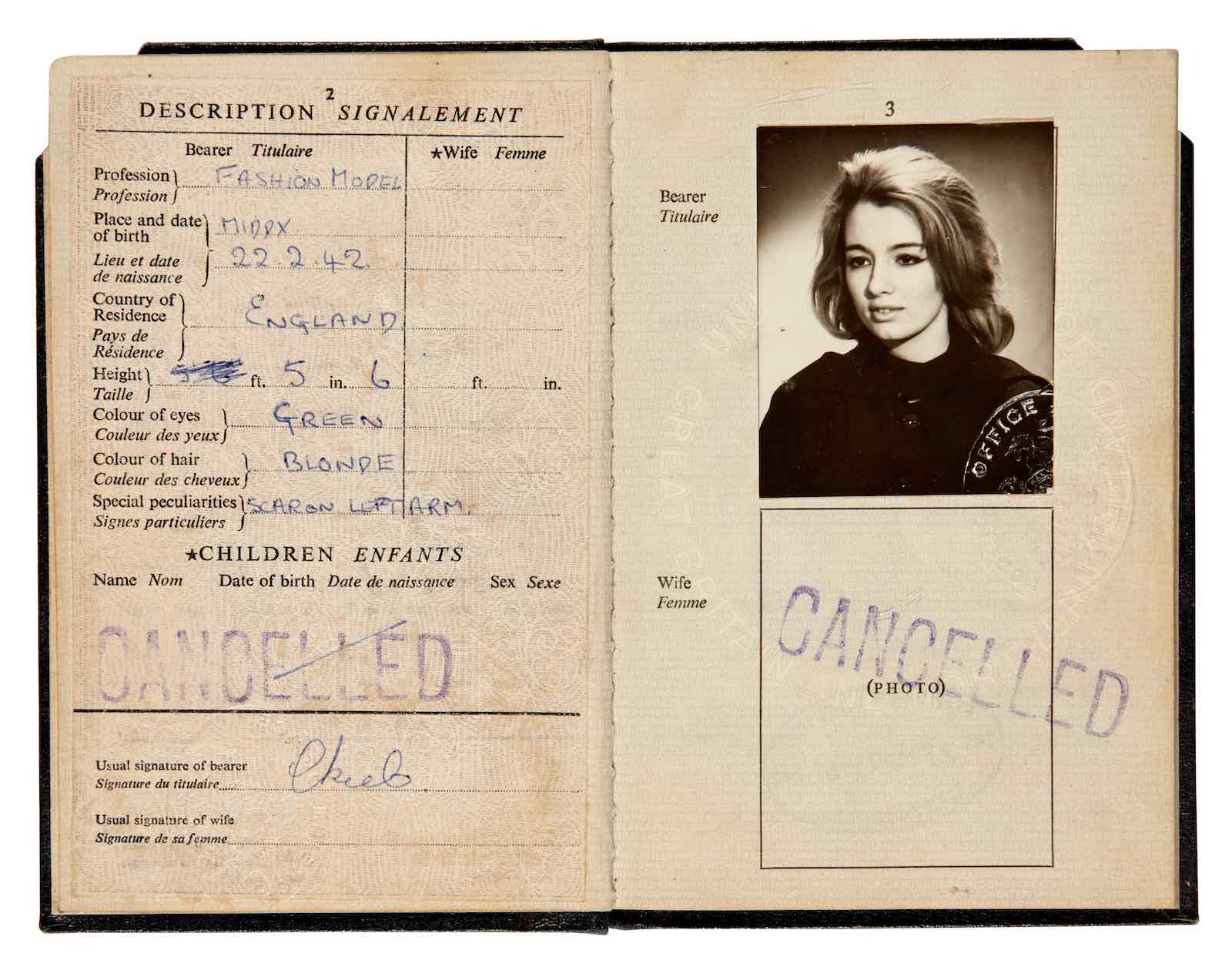 Christine Keeler's passport