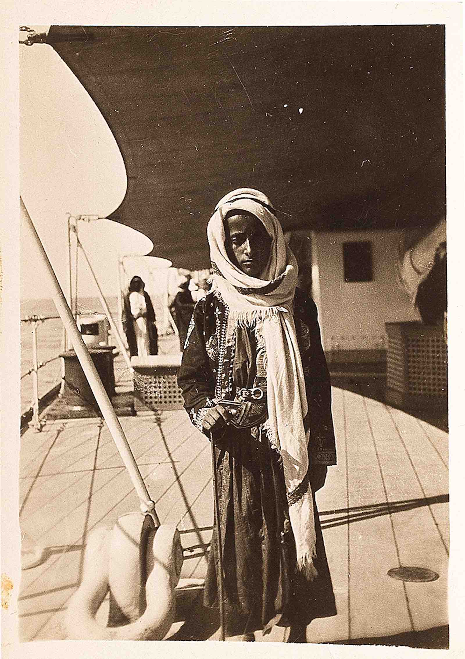 Image Anonymous, Son of the Sheikh of Dubai on board HMS Effingham, December 1930