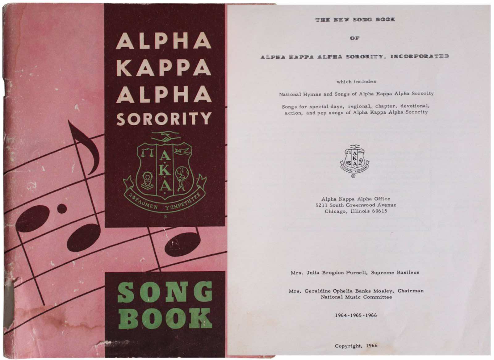 The New Song Book of Alpha Kappa Alpha Sorority by Julia Brogdon Purnell and Geraldine Ophelia Banks Mosley