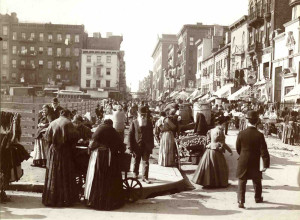 Unidentified photographer, Hester Street, West from the Southwest Corner of Norfolk Street, New York City, ca. 1898.
