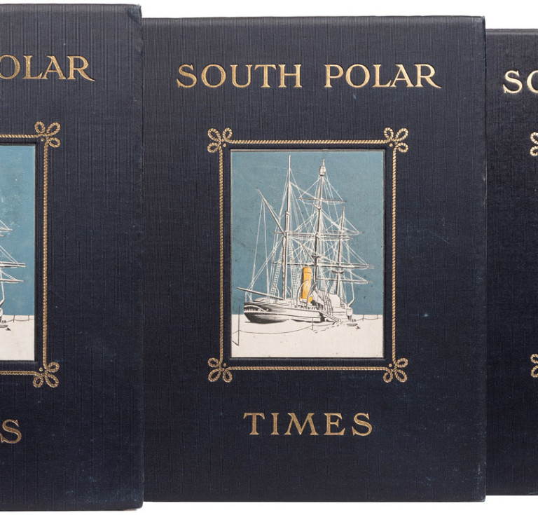Covers of the three volumes of the "South Polar Times".
